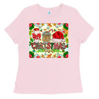 Bubblegum Pink Christmas Vibes Ladies Tee - CowhideDigitalArt