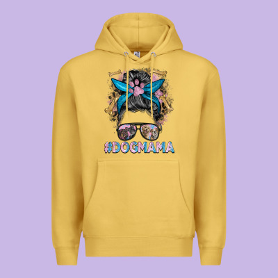 Dog Mama Messy Bun Premium Hoodie Designed By Barkaloodesign