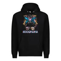 Black dog mama messy bun Premium Hoodie - BarkalooDesign