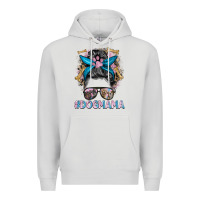 Dove Grey dog mama messy bun Premium Hoodie - BarkalooDesign