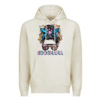 Oatmeal Heather dog mama messy bun Premium Hoodie - BarkalooDesign