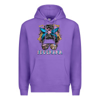 Purple dog mama messy bun Premium Hoodie - BarkalooDesign