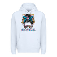 White dog mama messy bun Premium Hoodie - BarkalooDesign