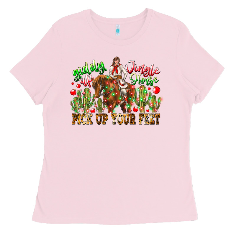 Giddy Up Jingle Horse Pick Up Your Feet Ladies Tee by CowhideDigitalArt | Teevron