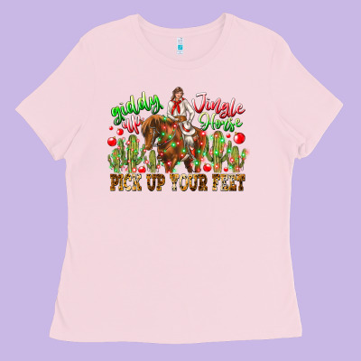 Giddy Up Jingle Horse Pick Up Your Feet Ladies Tee Designed By Cowhidedigitalart