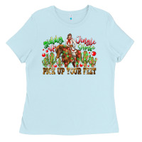Baby Blue Giddy Up Jingle Horse Pick Up Your Feet Ladies Tee - CowhideDigitalArt