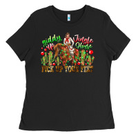 Black Giddy Up Jingle Horse Pick Up Your Feet Ladies Tee - CowhideDigitalArt