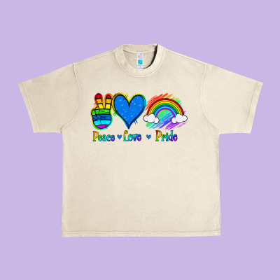 Peace Love Pride Urban Heavy Tee Designed By Jasminsmagicworld
