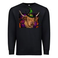 Black highland cow halloween Premium Sweatshirt - RanaPortraitStore