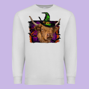 Highland Cow Halloween Premium Sweatshirt Designed By Ranaportraitstore