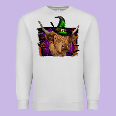 Highland Cow Halloween Premium Sweatshirt Designed By Ranaportraitstore
