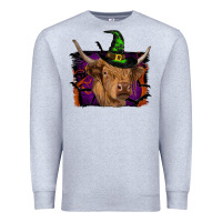 Heather Grey highland cow halloween Premium Sweatshirt - RanaPortraitStore