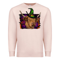 Pale Pink highland cow halloween Premium Sweatshirt - RanaPortraitStore