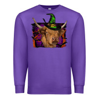 Purple highland cow halloween Premium Sweatshirt - RanaPortraitStore