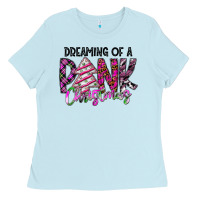 Baby Blue Dreaming Of A Pink Christmas Ladies Tee - CowhideDigitalArt