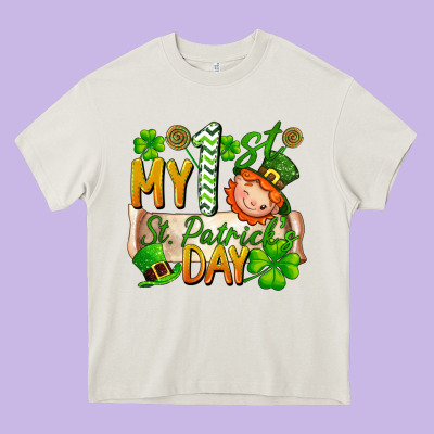 My 1st St Patricks Day Heavy Core Tee Designed By Fadigitalartstudio