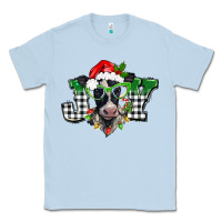 Dusty Blue Christmas joy black and white cow Classic Tee - BarkalooDesign