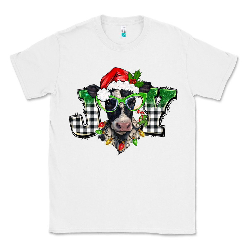 Christmas Joy Black And White Cow Classic Tee by BarkalooDesign | Teevron