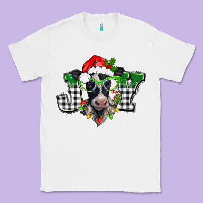 Christmas Joy Black And White Cow Classic Tee Designed By Barkaloodesign