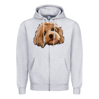 Heather Grey Cockapoo Zipper Hoodie - Jasminsmagicworld