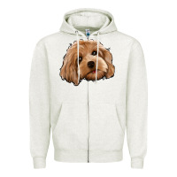 Oatmeal Heather Cockapoo Zipper Hoodie - Jasminsmagicworld