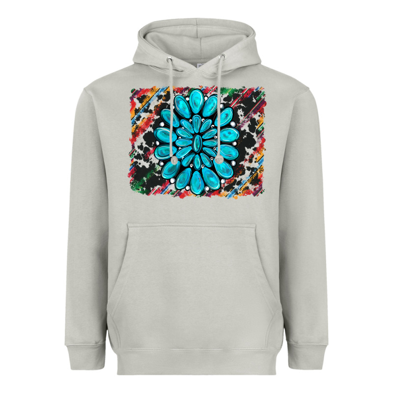 Cowhide And Serape Gemstone Background Heavyweight Hoodie by RanaPortraitStore | Teevron