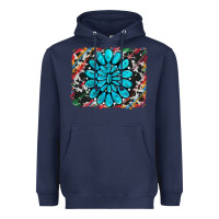 Navy cowhide and serape gemstone background Heavyweight Hoodie - RanaPortraitStore