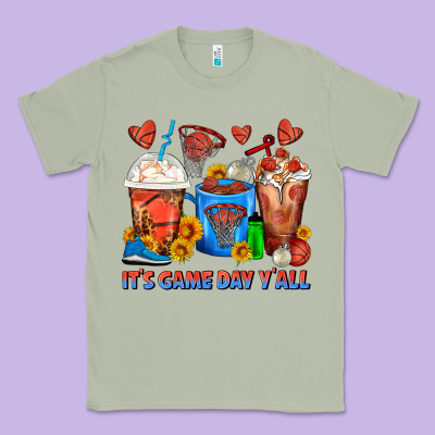 It's Game Day Y'all Basketball Coffee Cups Classic Tee Designed By Fadigitalartstudio