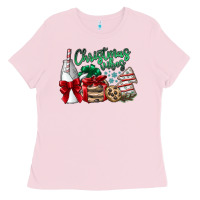 Bubblegum Pink Christmas Vibes Ladies Tee - CowhideDigitalArt