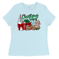 Baby Blue Christmas Vibes Ladies Tee - CowhideDigitalArt