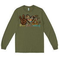 Army Green peace love anchors Long Sleeve Tee - RacoonDesign