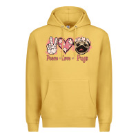 Antique Gold Peace Love Pugs Premium Hoodie - Jasminsmagicworld