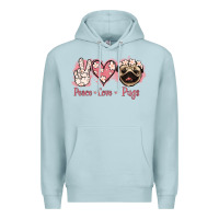 Blue Mist Peace Love Pugs Premium Hoodie - Jasminsmagicworld