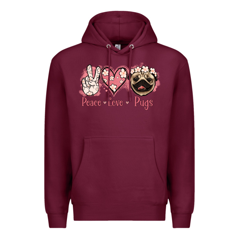 Peace Love Pugs Premium Hoodie by Jasminsmagicworld | Teevron