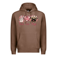 Chestnut Peace Love Pugs Premium Hoodie - Jasminsmagicworld