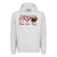 Dove Grey Peace Love Pugs Premium Hoodie - Jasminsmagicworld