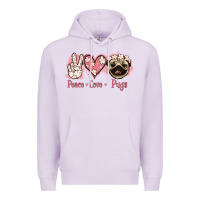 Lilac Peace Love Pugs Premium Hoodie - Jasminsmagicworld