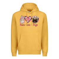 Mustard Peace Love Pugs Premium Hoodie - Jasminsmagicworld