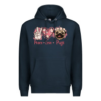 Navy Peace Love Pugs Premium Hoodie - Jasminsmagicworld