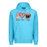 Ocean Blue Peace Love Pugs Premium Hoodie - Jasminsmagicworld