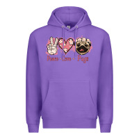 Purple Peace Love Pugs Premium Hoodie - Jasminsmagicworld
