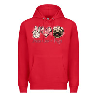Red Peace Love Pugs Premium Hoodie - Jasminsmagicworld