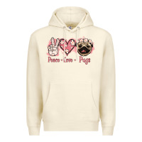 Sandshell Peace Love Pugs Premium Hoodie - Jasminsmagicworld