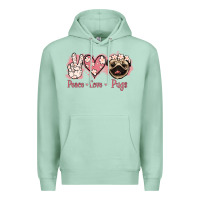 Seafoam Peace Love Pugs Premium Hoodie - Jasminsmagicworld