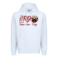 White Peace Love Pugs Premium Hoodie - Jasminsmagicworld