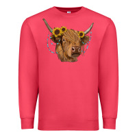 Cardinal highland cow with sunflowers turquoise Premium Sweatshirt - RanaPortraitStore