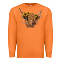 Carrot highland cow with sunflowers turquoise Premium Sweatshirt - RanaPortraitStore