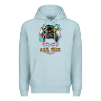 Blue Mist nail tech life messy bun Premium Hoodie - BarkalooDesign