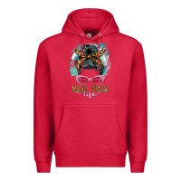 Cardinal nail tech life messy bun Premium Hoodie - BarkalooDesign