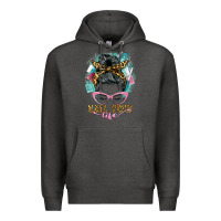 Charcoal Heather nail tech life messy bun Premium Hoodie - BarkalooDesign